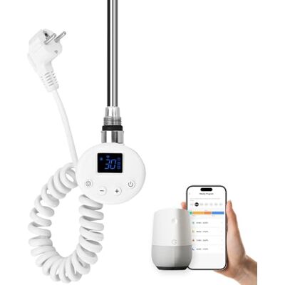 EMKE Heizstab mit Thermostat für Badheizkörper 300W, Smart WiFi Heizpatrone aus Edelstahl für Heizkörper Handtuchheizkörper Handtuchwärmer Elektrisch Weiß EMKE Heizstab mit Thermostat für Badheizkörper 300W, Smart WiFi Heizpatrone aus Edelstahl für Heizkörper Handtuchheizkörper Handtuchwärmer Elektrisch Weiß