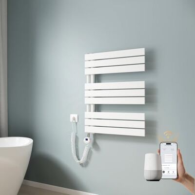 EMKE WLAN Handtuchheizkörper Elektrisch 762x 600 mm, Flach Badheizkörper Handtuchhalter Elektrisch, Elektrischer Handtuchwärmer Handtuchtrockner Handtuchheizung mit Thermostat und Heizstab, 400W Weiß EMKE WLAN Handtuchheizkörper Elektrisch 762x 600 mm, Flach Badheizkörper Handtuchhalter Elektrisch, Elektrischer Handtuchwärmer Handtuchtrockner Handtuchheizung mit Thermostat und Heizstab, 400W Weiß
