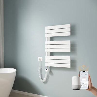 EMKE WLAN Handtuchheizkörper Elektrisch 762x 500 mm, Flach Badheizkörper Handtuchhalter Elektrisch, Elektrischer Handtuchwärmer Handtuchtrockner Handtuchheizung mit Thermostat und Heizstab, 400W Weiß EMKE WLAN Handtuchheizkörper Elektrisch 762x 500 mm, Flach Badheizkörper Handtuchhalter Elektrisch, Elektrischer Handtuchwärmer Handtuchtrockner Handtuchheizung mit Thermostat und Heizstab, 400W Weiß