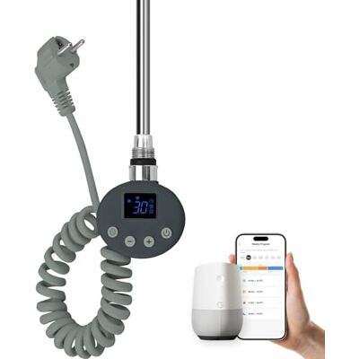 EMKE Heizstab mit Thermostat für Badheizkörper 300W, Smart WiFi Heizpatrone aus Edelstahl für Heizkörper Handtuchheizkörper Handtuchwärmer Elektrisch Anthrazit EMKE Heizstab mit Thermostat für Badheizkörper 300W, Smart WiFi Heizpatrone aus Edelstahl für Heizkörper Handtuchheizkörper Handtuchwärmer Elektrisch Anthrazit