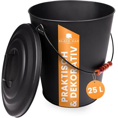 BLACK OAK Ascheeimer Santorini 25L – schwarz mit Deckel Stahl feuerfest XXL extra groß 25 Liter verzinkt & pulverbeschichtet Asche & Kohle Eimer Zubehör ideal für Kamin Kachelofen Holzofen BLACK OAK Ascheeimer Santorini 25L – schwarz mit Deckel Stahl feuerfest XXL extra groß 25 Liter verzinkt & pulverbeschichtet Asche & Kohle Eimer Zubehör ideal für Kamin Kachelofen Holzofen