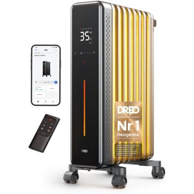 DREO Ölradiator Energiesparend, 2000W Elektroheizung mit 9 Rippen, 3 Heizstufen, 4 Modi, 24h Timer, Überhitzungs-Kippschutz, Leiser Radiator Heizung Elektrisch mit Thermostat, OH521 DREO Ölradiator Energiesparend, 2000W Elektroheizung mit 9 Rippen, 3 Heizstufen, 4 Modi, 24h Timer, Überhitzungs-Kippschutz, Leiser Radiator Heizung Elektrisch mit Thermostat, OH521