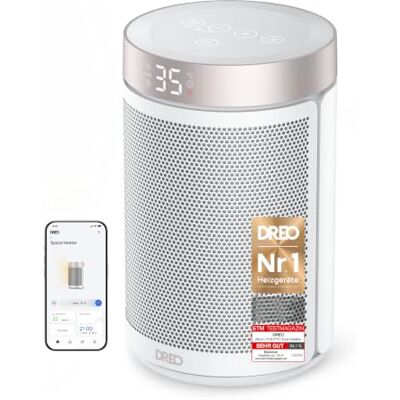DREO Energiesparender Heizlüfter, 1500W energiesparender leiser Raumheizer, tragbare Keramik-Fan-Heizer, Thermostat 3 Modi 12H Timer, Überhitzungs- und Kippschutz, für Schlafzimmer, Heater 316S, weiß DREO Energiesparender Heizlüfter, 1500W energiesparender leiser Raumheizer, tragbare Keramik-Fan-Heizer, Thermostat 3 Modi 12H Timer, Überhitzungs- und Kippschutz, für Schlafzimmer, Heater 316S, weiß
