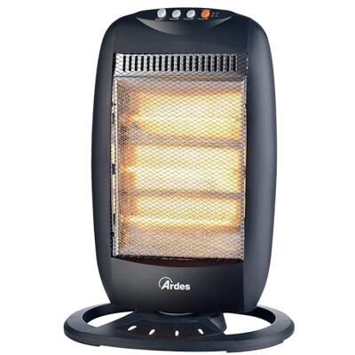 Ardes HALO 12 AR454B Halogen‑Elektroheizung 1200 W mit 3 Heizstufen, horizontaler Oszillation und 40 m³ Abdeckung, energiesparender Heizstrahler für den Hausgebrauch Ardes HALO 12 AR454B Halogen‑Elektroheizung 1200 W mit 3 Heizstufen, horizontaler Oszillation und 40 m³ Abdeckung, energiesparender Heizstrahler für den Hausgebrauch
