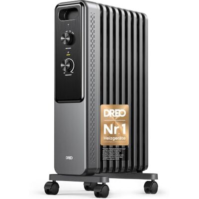 DREO Ölgefüllter Radiator-Heizkörper mit 9 Rippen, 2000W Leiser Elektrischer Heizstrahler fürs Schlafzimmer, Überhitzungs- & Kippschutz, Einstellbares Thermostat, Kindersicherung, Energiesparend DREO Ölgefüllter Radiator-Heizkörper mit 9 Rippen, 2000W Leiser Elektrischer Heizstrahler fürs Schlafzimmer, Überhitzungs- & Kippschutz, Einstellbares Thermostat, Kindersicherung, Energiesparend
