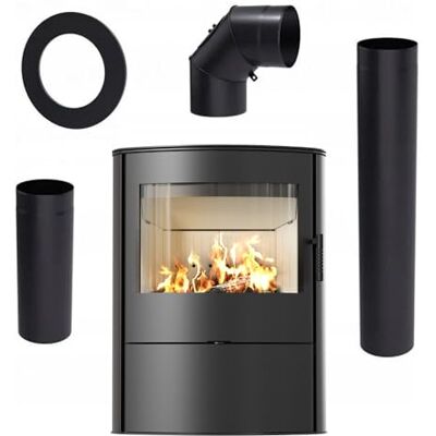 kratki Kaminofen Holzofen Rollo 8 kW BImSchV 2, Stahl schwarz Freistehender Kaminofen, effiziente TERMOTEC Wärmespeicherung, Clean-Glass-System, Ecodesign kratki Kaminofen Holzofen Rollo 8 kW BImSchV 2, Stahl schwarz Freistehender Kaminofen, effiziente TERMOTEC Wärmespeicherung, Clean-Glass-System, Ecodesign