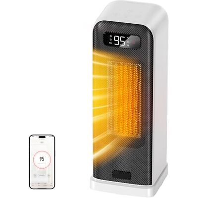 FLANUR Energiesparender PTC-Keramik-Heizlüfter, ECO Modus, 40 cm, Weiß Mit Thermostat, Überhitzungs- und Kippschutz, geräuscharm, Timer, 70° Oszillation,für Schlafzimmer, 1500W, Wifi-App & Alexa FLANUR Energiesparender PTC-Keramik-Heizlüfter, ECO Modus, 40 cm, Weiß Mit Thermostat, Überhitzungs- und Kippschutz, geräuscharm, Timer, 70° Oszillation,für Schlafzimmer, 1500W, Wifi-App & Alexa