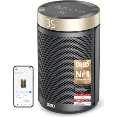 DREO Energiesparender Heizlüfter, 1500W energiesparender leiser Raumheizer, tragbare Keramik-Fan-Heizer, Thermostat 3 Modi 12H Timer, Überhitzungs- und Kippschutz, für Schlafzimmer, Atom 316, Gold DREO Energiesparender Heizlüfter, 1500W energiesparender leiser Raumheizer, tragbare Keramik-Fan-Heizer, Thermostat 3 Modi 12H Timer, Überhitzungs- und Kippschutz, für Schlafzimmer, Atom 316, Gold