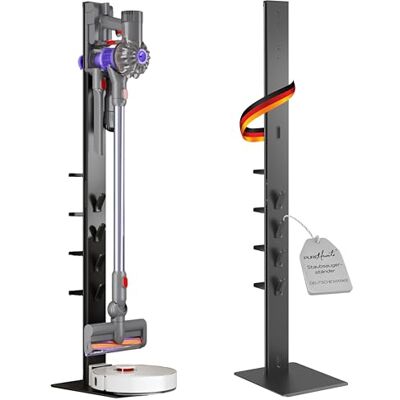 PureMounts Staubsaugerständer mit angeschrägter Bodenplatte für Saugroboter, 8 Zubehör-Halterungen, kompatibel mit Dyson V6, V7, V8, V10, V11, V12, V15, Gen5, schwarz PureMounts Staubsaugerständer mit angeschrägter Bodenplatte für Saugroboter, 8 Zubehör-Halterungen, kompatibel mit Dyson V6, V7, V8, V10, V11, V12, V15, Gen5, schwarz