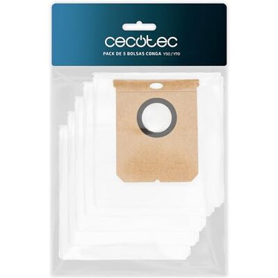 Cecotec 5er-Pack Staubbeutel für Conga Y50 und Y70 Saugroboter. Original Ersatzteile, hohe Kapazität für die Absaugstation, hygienische Entsorgung, reißfestes Material für langanhaltende Sauberkeit Cecotec 5er-Pack Staubbeutel für Conga Y50 und Y70 Saugroboter. Original Ersatzteile, hohe Kapazität für die Absaugstation, hygienische Entsorgung, reißfestes Material für langanhaltende Sauberkeit