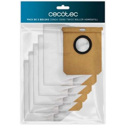 Cecotec Packung mit 5 Beuteln für die selbstentleerende Basis des Conga 12090 Twice Roller Home&Fill, inklusive 5 Hygienebeutel mit 2 Liter Fassungsvermögen Cecotec Packung mit 5 Beuteln für die selbstentleerende Basis des Conga 12090 Twice Roller Home&Fill, inklusive 5 Hygienebeutel mit 2 Liter Fassungsvermögen