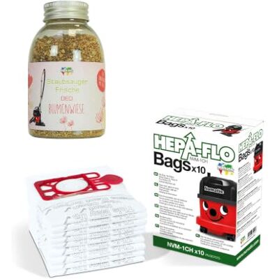Numatic HEPA-FLO 604015 Original Staubsaugerbeutel, 10er Pack + Staubsauger Frische DEO Blumenwiese – Hygiene-Set H11 für Henry, Hetty, James & Harry Numatic HEPA-FLO 604015 Original Staubsaugerbeutel, 10er Pack + Staubsauger Frische DEO Blumenwiese – Hygiene-Set H11 für Henry, Hetty, James & Harry
