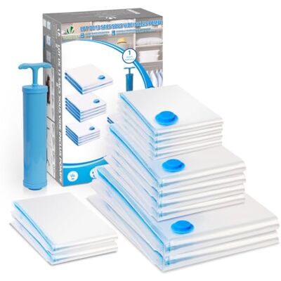 VOUNOT ® 12 Stück Vakuumbeutel für Kleidung Bettdecken Bettwäsche, Vakuum Aufbewahrungsbeutel Groß, Mittel und Klein, Kompressionsbeutel mit Pumpe VOUNOT ® 12 Stück Vakuumbeutel für Kleidung Bettdecken Bettwäsche, Vakuum Aufbewahrungsbeutel Groß, Mittel und Klein, Kompressionsbeutel mit Pumpe
