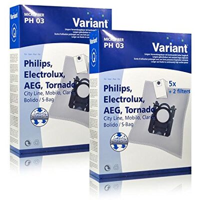 Variant 2x PH03 Microvlies Staubsaugerbeutel + Microfilter für Philips, AEG, Electrolux Variant 2x PH03 Microvlies Staubsaugerbeutel + Microfilter für Philips, AEG, Electrolux