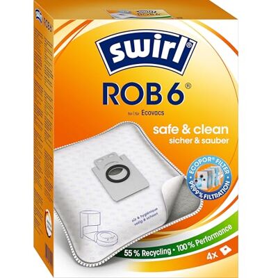Swirl ROB 6 EcoPor Staubsaugerbeutel für z.B. Deebot T10+, Deebot T20 Omni, Deebot X1 Omni, Deebot X1 Plus und Deebot X1e Omni, 4 Beutel Swirl ROB 6 EcoPor Staubsaugerbeutel für z.B. Deebot T10+, Deebot T20 Omni, Deebot X1 Omni, Deebot X1 Plus und Deebot X1e Omni, 4 Beutel