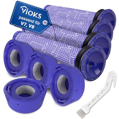 VIOKS 4 Vorfilter + 4 Nachmotorfilter Ersatz für Dysоn 965661-01 967478-01 Hepa Filter, mit Bürste, für Staubsauger V7 V8 Absolute Motorhead Animal VIOKS 4 Vorfilter + 4 Nachmotorfilter Ersatz für Dysоn 965661-01 967478-01 Hepa Filter, mit Bürste, für Staubsauger V7 V8 Absolute Motorhead Animal