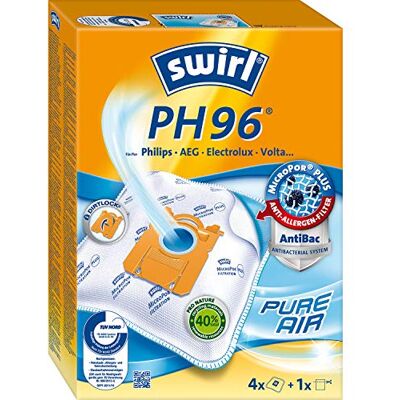 Swirl PH 96 MicroPor Plus Staubsaugerbeutel für AEG, Electrolux, Volta Staubsauger, Anti-Allergen-Filter, 4 Stück inkl. Filter Swirl PH 96 MicroPor Plus Staubsaugerbeutel für AEG, Electrolux, Volta Staubsauger, Anti-Allergen-Filter, 4 Stück inkl. Filter