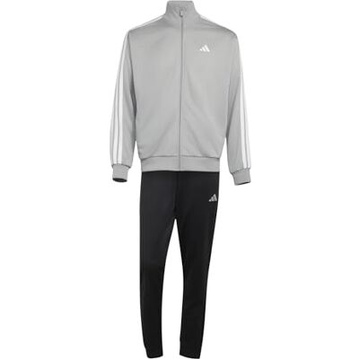 Adidas Herren 3-Stripes French Terry Track_Suit, medium grey heather/white, XL Short Adidas Herren 3-Stripes French Terry Track_Suit, medium grey heather/white, XL Short