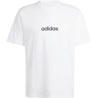 Adidas Herren Essentials Linear Single Jersey Shirt, White/Black, XXL Adidas Herren Essentials Linear Single Jersey Shirt, White/Black, XXL