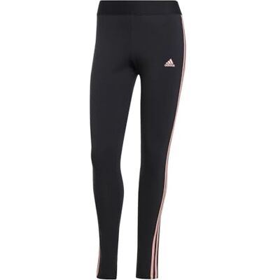 Adidas Damen 3 Stripes Leggings, BLACK/semi pink spark, XXS Adidas Damen 3 Stripes Leggings, BLACK/semi pink spark, XXS