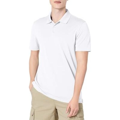 Amazon Herren Golf-Poloshirt, kurzärmelig, Dri-Fit, schmale Passform, schnelltrocknend, Weiß, Größe XXL Amazon Herren Golf-Poloshirt, kurzärmelig, Dri-Fit, schmale Passform, schnelltrocknend, Weiß, Größe XXL