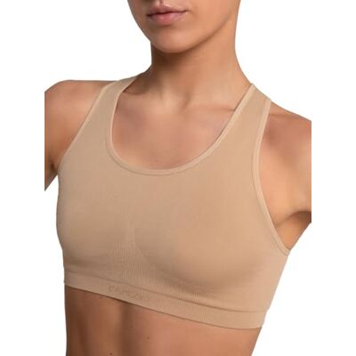Capezio Damen Seamless Racerback Bra Sport-BH, Undurchsichtige, Hautfarben, Medium Capezio Damen Seamless Racerback Bra Sport-BH, Undurchsichtige, Hautfarben, Medium