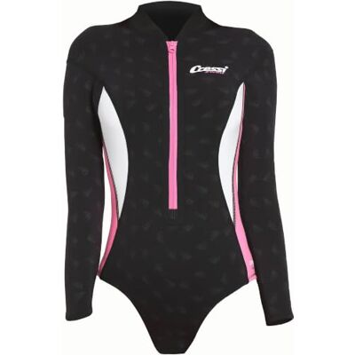 CRESSI Termico Long Sleeve Lady Swimsuit 2 mm Damen Schwimmanzug Langärmelig , aus Stark Dehnbarem 2mm Ultraspan Double Lined Neoprene, Schwarz/Rosa/Weiß, XL/5 CRESSI Termico Long Sleeve Lady Swimsuit 2 mm Damen Schwimmanzug Langärmelig , aus Stark Dehnbarem 2mm Ultraspan Double Lined Neoprene, Schwarz/Rosa/Weiß, XL/5