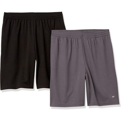 Amazon Herren Sportliche Basketball-Performance-Tech-Trainingsshorts mit Lockerer Passform, 20,3cm Beininnenlänge, 2er-Pack, Kohlegrau/Schwarz, S Amazon Herren Sportliche Basketball-Performance-Tech-Trainingsshorts mit Lockerer Passform, 20,3cm Beininnenlänge, 2er-Pack, Kohlegrau/Schwarz, S