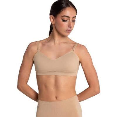 Capezio Damen Seamless Clear Back Sweetheart Bandeau Bra Sport-BH, Durchsichtig, Beige, X-Small Capezio Damen Seamless Clear Back Sweetheart Bandeau Bra Sport-BH, Durchsichtig, Beige, X-Small