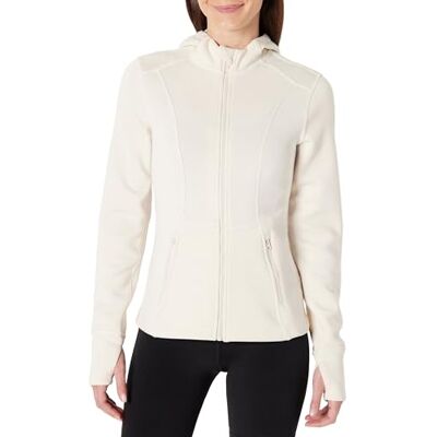 Amazon Damen Taillierte Sportjacke mit Reißverschluss und Kapuze, Atmungsaktiv, Fitness, Hellbeige, M Amazon Damen Taillierte Sportjacke mit Reißverschluss und Kapuze, Atmungsaktiv, Fitness, Hellbeige, M