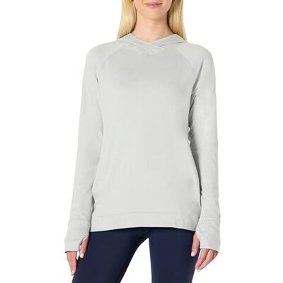 Amazon Damen Langarm-Sportshirt, Leichtes Weiches Funktions-Pullover-Hoodie-Top fürs Training, Taube Space-dye, XXL Amazon Damen Langarm-Sportshirt, Leichtes Weiches Funktions-Pullover-Hoodie-Top fürs Training, Taube Space-dye, XXL