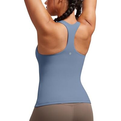 CRZ YOGA Butterluxe Racerback Tank Tops Leichter Halt, Integrierter BH, Herausnehmbare Pads, Yoga, Extrem Weich, Rundhalsausschnitt, für Damen CRZ YOGA Butterluxe Racerback Tank Tops Leichter Halt, Integrierter BH, Herausnehmbare Pads, Yoga, Extrem Weich, Rundhalsausschnitt, für Damen