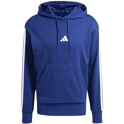Adidas Herren Essential Three Stripes French Terry Hoodie Sweatshirt, Dark Blue/White, S Adidas Herren Essential Three Stripes French Terry Hoodie Sweatshirt, Dark Blue/White, S