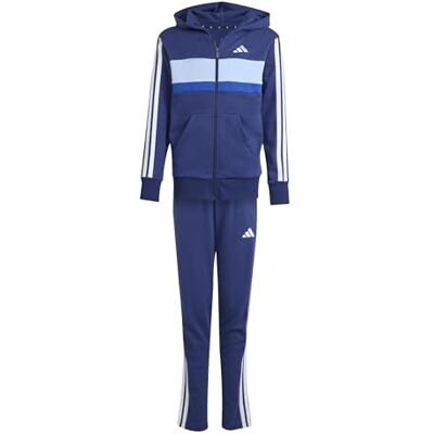 Adidas Unisex Kinder Seasonal Essentials Tiberio 3 Stripes French Terry Track Suit, dark blue/white/dark blue, 13-14 Years Adidas Unisex Kinder Seasonal Essentials Tiberio 3 Stripes French Terry Track Suit, dark blue/white/dark blue, 13-14 Years