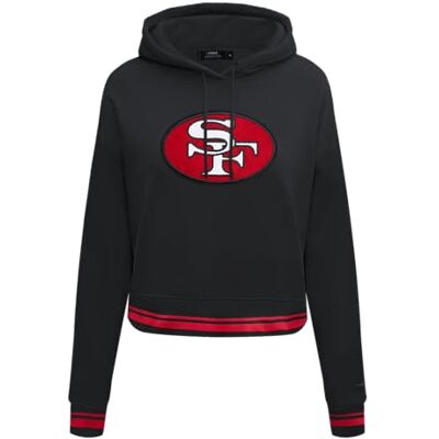 Pro Standard Womens NFL San Francisco 49Ers Retro Classics Cropped Pullover Hoodie Black/Red/Black 2XL Pro Standard Womens NFL San Francisco 49Ers Retro Classics Cropped Pullover Hoodie Black/Red/Black 2XL