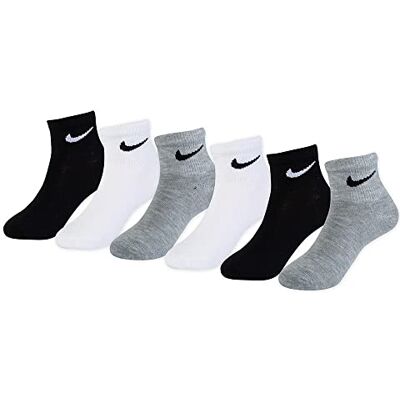 Nike Kinder Colorful Pack Quarter Socken, White/Dark Gray Heather, 4/5 Jahre Nike Kinder Colorful Pack Quarter Socken, White/Dark Gray Heather, 4/5 Jahre