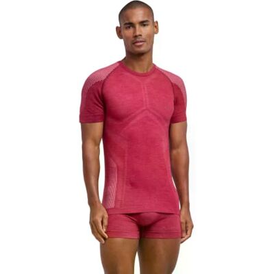 FALKE Herren Baselayer-Shirt Wool-Tech Light M S/s Ts Wolle Funktionsmaterial schnelltrocknend 1 Stück, Rot Ruby 8830, S FALKE Herren Baselayer-Shirt Wool-Tech Light M S/s Ts Wolle Funktionsmaterial schnelltrocknend 1 Stück, Rot Ruby 8830, S