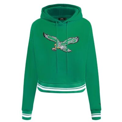 Pro Standard Womens NFL Philadelphia Eagles Retro Classics Cropped Pullover Hoodie Kelly Green S Pro Standard Womens NFL Philadelphia Eagles Retro Classics Cropped Pullover Hoodie Kelly Green S