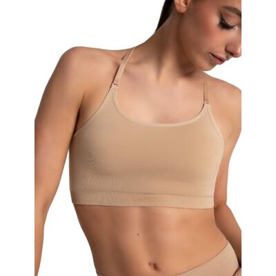 Capezio Damen Seamless Convertible Longline Bra Sport-BH, Beige, X-Small Capezio Damen Seamless Convertible Longline Bra Sport-BH, Beige, X-Small