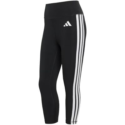 Adidas Damen Optime Essentials Workout 3-Stripes 3/4 Leggings Tights, black/white, XXS Adidas Damen Optime Essentials Workout 3-Stripes 3/4 Leggings Tights, black/white, XXS