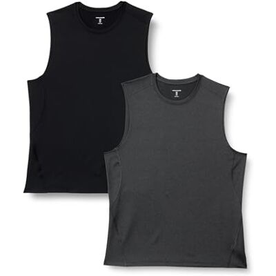 Amazon Herren Leichtes, Schnelltrocknendes und Feuchtigkeitsableitendes Sport-Muskelshirt aus Tech Stretch, Ärmellos, 2er-Pack, Graphit Heide/Schwarz, L Amazon Herren Leichtes, Schnelltrocknendes und Feuchtigkeitsableitendes Sport-Muskelshirt aus Tech Stretch, Ärmellos, 2er-Pack, Graphit Heide/Schwarz, L