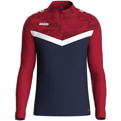 JAKO Ziptop Herren und Damen Iconic Gr. M Marine/Chilirot Atmungsaktives Unisex Sport Sweatshirt mit Keep Dry Funktion und wärmender, weicher Fleece-Innenseite JAKO Ziptop Herren und Damen Iconic Gr. M Marine/Chilirot Atmungsaktives Unisex Sport Sweatshirt mit Keep Dry Funktion und wärmender, weicher Fleece-Innenseite