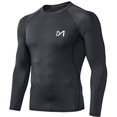 MEETYOO Herren Kompressionsshirt, Langärmelig, Athletisches Workout-Shirt Unterhemd, Schwarz, Mittel MEETYOO Herren Kompressionsshirt, Langärmelig, Athletisches Workout-Shirt Unterhemd, Schwarz, Mittel