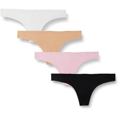 Amazon Damen Nahtlose Atmungsaktive Unterwäsche Für Damen Tanga, Gebondeter Stretch, 4er-Pack, Hellrosa/Kamelbraun/Schwarz/Weiß, 36 Amazon Damen Nahtlose Atmungsaktive Unterwäsche Für Damen Tanga, Gebondeter Stretch, 4er-Pack, Hellrosa/Kamelbraun/Schwarz/Weiß, 36
