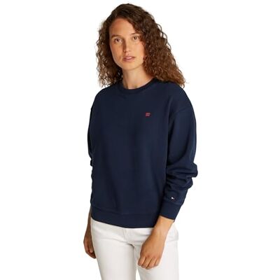 Tommy Hilfiger Damen Sweatshirt Contrast Flag Regular Fit, Blau (Dark Night Navy), XXS Tommy Hilfiger Damen Sweatshirt Contrast Flag Regular Fit, Blau (Dark Night Navy), XXS
