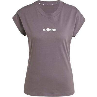 Adidas Damen Essentials Linear Cotton Shirt, Grey strata/White, XS Adidas Damen Essentials Linear Cotton Shirt, Grey strata/White, XS