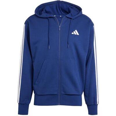 Adidas Herren Essential Three Stripes French Terry Fullzip Hoodie Sweatshirt, Dark Blue/White, XXL Adidas Herren Essential Three Stripes French Terry Fullzip Hoodie Sweatshirt, Dark Blue/White, XXL