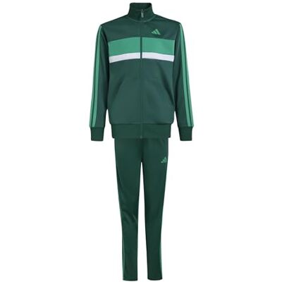 Adidas Unisex Kinder Seasonal Essentials Tiberio 3 Stripes Tricot Track_Suit, collegiate green/court green, 13-14 Years Adidas Unisex Kinder Seasonal Essentials Tiberio 3 Stripes Tricot Track_Suit, collegiate green/court green, 13-14 Years