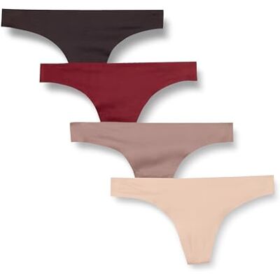 Amazon Damen Nahtlose Atmungsaktive Unterwäsche Für Damen Tanga, Gebondeter Stretch, 4er-Pack, Beige/Braun/Burgunderrot/Taupe, 36 Amazon Damen Nahtlose Atmungsaktive Unterwäsche Für Damen Tanga, Gebondeter Stretch, 4er-Pack, Beige/Braun/Burgunderrot/Taupe, 36