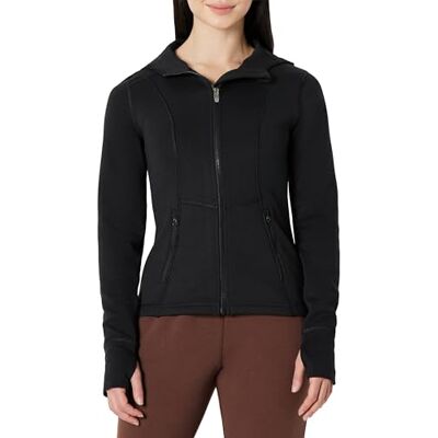 Amazon Damen Taillierte Sportjacke mit Reißverschluss und Kapuze, Atmungsaktiv, Fitness, Schwarz, M Amazon Damen Taillierte Sportjacke mit Reißverschluss und Kapuze, Atmungsaktiv, Fitness, Schwarz, M
